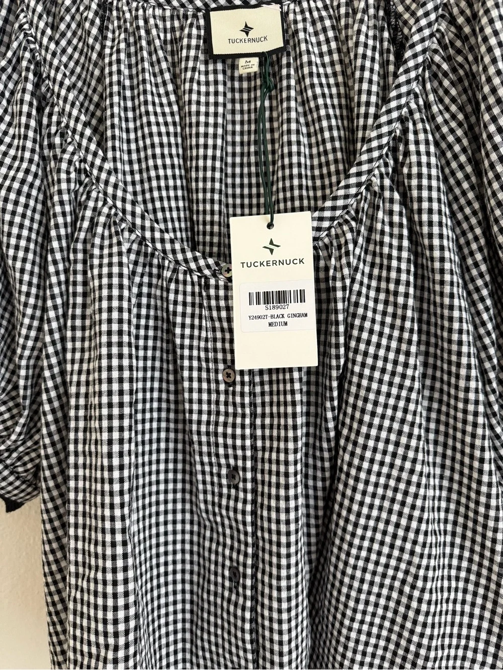 Tuckernuck black gingham rick rack Tully top